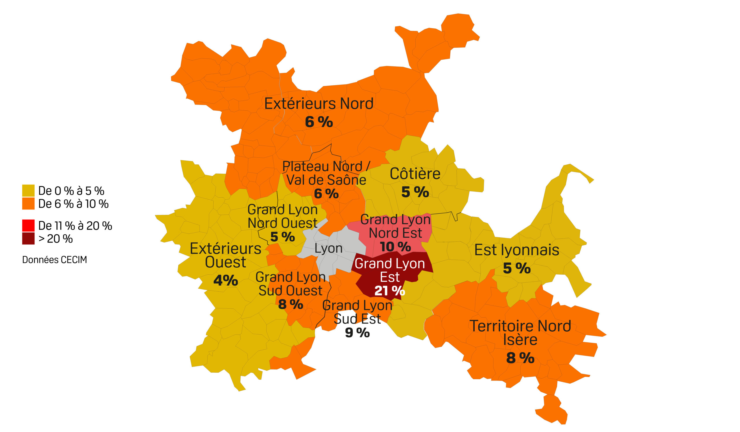 Parts de marché des locaux d'activités de la demande placée en 2024